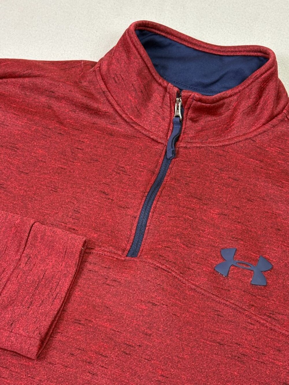 Under Armour Pullover Mens XL Red ColdGear Quarter Zip Sweatshirt Athletic